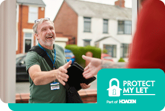 A working professional stood outside visiting a tenant at their property